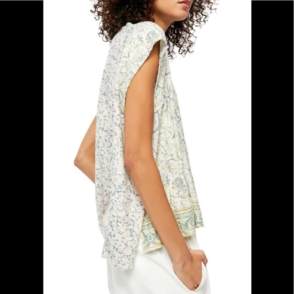 Free People High Tide Print High Low T-Shirt Top Size XS NEW - Picture 4 of 9
